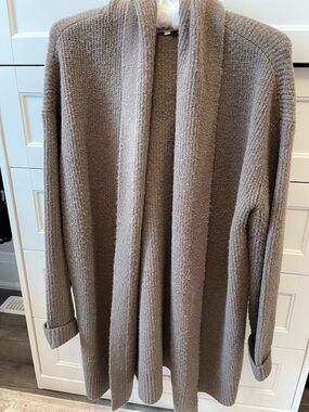 Gentle Fawn Ribbed Open-Front Cardigan in Taupe Gray